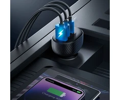 Automobilinis įkroviklis Joyroom JR-CCD04 2xUSB-C/USB-A 30W juodas