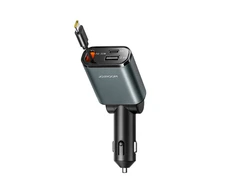 Joyroom JR-CCL07 3-in-1 Car Charger su Built-in Retractable kabelis – pilkos spalvos