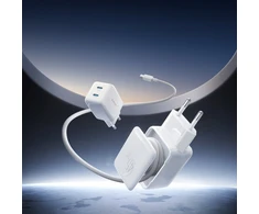 Joyroom JR-TCL05 45W GaN Wall Charger with Cable Organizer – baltos spalvos