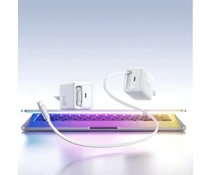 Joyroom JR-TCL06 67W GaN laidinis įkroviklis su Built-in Retractable USB-C kabeliu – baltos spalvos