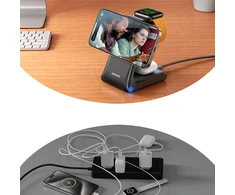 Joyroom JR-W15 belaidis įkroviklis 3 in 1 Charging Station su MagSafe – juodos spalvos