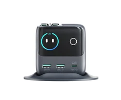„Joyroom Podix JR-TRD01 GaN 140W“ su 5 prievadais ir dviem ištraukiamais kabeliais – pilkas