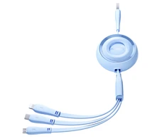 3in1 Joyroom Spalvingas USB į USB-C/Lightning/Micro USB laidas 3.5A, 1m (mėlynas)