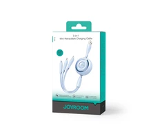 3in1 Joyroom Spalvingas USB į USB-C/Lightning/Micro USB laidas 3.5A, 1m (mėlynas)
