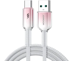 Joyroom S-A42 Crystal-Clear serijos duomenų perdavimo ir įkrovimo kabelis | USB-A į USB-C | 15 W | 1,2 m | balta