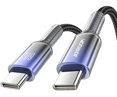 Joyroom S-A42 Crystal-Clear serijos duomenų perdavimo ir įkrovimo kabelis | USB-C į USB-C | 60W | 1,2 m | juodas