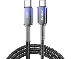 Joyroom S-A42 Crystal-Clear serijos duomenų perdavimo ir įkrovimo kabelis | USB-C į USB-C | 60W | 1,2 m | juodas