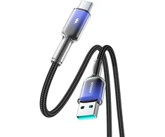 Joyroom S-A42 Crystal-Clear serijos duomenų perdavimo ir įkrovimo kabelis | USB-A į USB-C | 15 W | 1,2 m | juodas