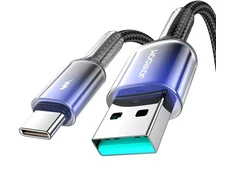 Joyroom S-A42 Crystal-Clear serijos duomenų perdavimo ir įkrovimo kabelis | USB-A į USB-C | 15 W | 1,2 m | juodas