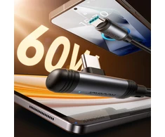 Joyroom S-A56 EnjoyX Series 90° USB-C – USB-C kabelis 60W 1.2m – juodos spalvos