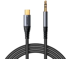 Joyroom stereo garso laidas AUX 3,5 mm mini lizdas - USB-C telefonui 1,2 m juodas (SY-A07)