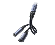 Du viename garso adapteris Joyroom SY-C02 Type-C iki 3.5 mm + Type-C (juodas)