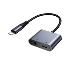 Du viename garso adapteris Joyroom SY-L01 Lightning iki 3.5 mm + Lightning (juodas)