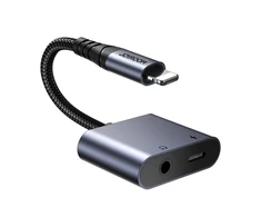 Du viename garso adapteris Joyroom SY-L01 Lightning iki 3.5 mm + Lightning (juodas)