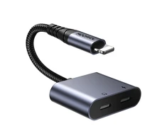 Du viename garso adapteris Joyroom SY-L02 Lightning į dvigubą žaibą (juodas)