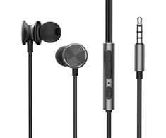 Joyroom su laidu Series JR-EW03 laidiniai ausinės su mikrofonu - tamsiai pilka