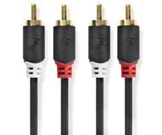 „Nedis“ stereo garso kabelis 2x RCA (M) - 2x RCA (M) 0,50 m, antracito spalvos