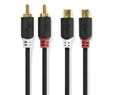 Nedis Stereo Audio kabelis 2x RCA (M) - 2x RCA (F) 2.00 m juoda