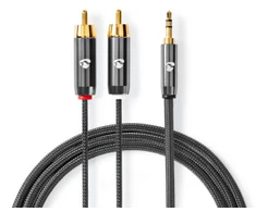 Kabelis Nedis CATB22200GY10 kabelis audio 1 m 3.5mm 2 x RCA Pilka