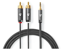 Nedis Stereo Audio kabelis jack 3.5 mm (M) - 2x RCA (M) 5.00 m pilka