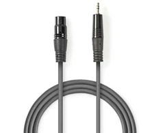 „Nedis“ subalansuotas garso kabelis XLR 3 kontaktų (F) - 3,5 mm lizdas (M) 3,00 m, tamsus pjūklo dantų raštas