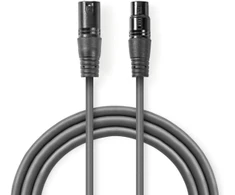 „Nedis“ subalansuotas garso kabelis XLR 3 kontaktų (M) - XLR 3 kontaktų (F) 1,00 m, tamsus pjūklo dantų formos