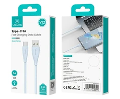 Kabelis USAMS Žalias Series SJ714 18W 3A USB-A į USB-C 1m baltos spalvos