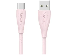 Kabelis USAMS Žalias Series SJ714 18W 3A USB-A į USB-C 1m rožinės spalvos