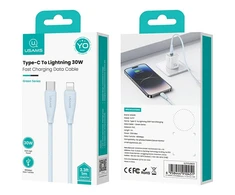Kabelis USAMS Žalias Series SJ717 30W USB-C į Lightning 1m rožinės spalvos