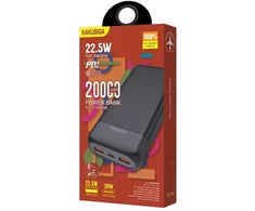 KAKUSIGA KSC-888 external battery (powerbank) | 20000 mAh | 22.5W | USB-A, USB-C | juodas