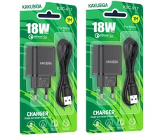 KAKUSIGA KSC-917 kelioninis įkroviklis | 18 W | USB-A | su pridedamu USB-C–USB-C laidu | juodas