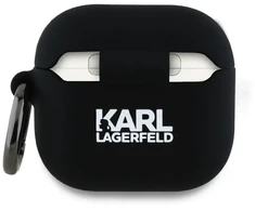 Karl Lagerfeld 3D Logo NFT Karl and Choupette silikoninis dėklas skirtas AirPods 4 juodos spalvos