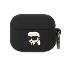 Karl Lagerfeld KLAPRUNIKK AirPods Pro dėklas ausinėms juodos spalvos silikoninis Karl Head 3D