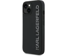 Karl Lagerfeld 3D Rubber Glitter Logo Apple iPhone 13 dėklas telefonui juodos spalvos