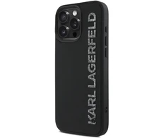 Karl Lagerfeld 3D Rubber Glitter Logo Apple iPhone 15 Pro Max dėklas telefonui juodos spalvos