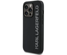 Karl Lagerfeld 3D Rubber Glitter Logo Apple iPhone 13 Pro dėklas telefonui juodos spalvos