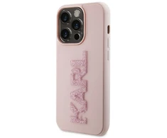 Dėklas Karl Lagerfeld 3D Rubber Glitter Logo Karl Case for iPhone 15 Pro Max Rožinė