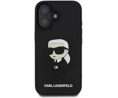 Karl Lagerfeld 3D Rubber Ikonik Apple iPhone 16 dėklas telefonui juodos spalvos