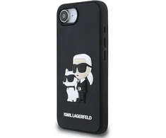 Karl Lagerfeld 3D Rubber Karl and Choupette dėklas skirtas Apple iPhone 16e juodos spalvos