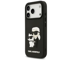 Karl Lagerfeld 3D Rubber Karl and Choupette dėklas skirtas Apple iPhone 17 Pro juodos spalvos