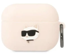 Apple AirPods Pro Karl Lagerfeld silikoninis Choupette Head 3D light ausinių dėklas rožinės spalvos
