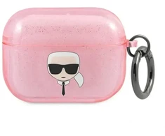 Apple AirPods Pro ausinių dėklas Karl Lagerfeld Glitter Karl`s Head (KLAPUKHGP) rožinės spalvos