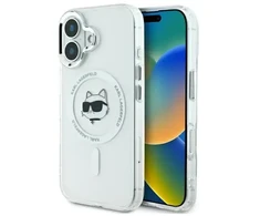 Karl Lagerfeld KLHMP16MHLSCHH Apple iPhone 16 Plus 6.7″ baltos spalvos kietas dėklas IML Metal Choupette Head MagSa