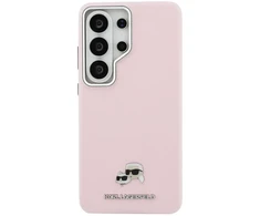 Dėklas Karl Lagerfeld Grained PU Leather K&amp;CH Heads phone case with MagSafe support for Samsung Galaxy S26 Ultra (S948) pink