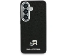 Dėklas Karl Lagerfeld Grained PU Leather K&amp;CH Heads phone case with MagSafe support for Samsung Galaxy S26+ juodas