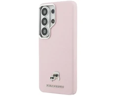Dėklas Karl Lagerfeld Grained PU Leather K&amp;CH Heads phone case with MagSafe support for Samsung Galaxy S26 Ultra (S948) pink