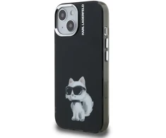 Karl Lagerfeld IML Aquarelle Choupette dėklas Apple iPhone 15 juodos spalvos