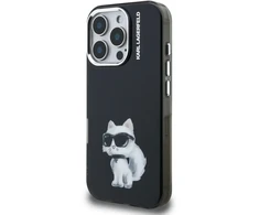 Karl Lagerfeld IML Aquarelle Choupette dėklas Apple iPhone 16 Pro juodos spalvos