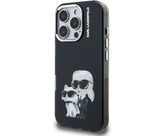 Karl Lagerfeld IML Aquarelle Karl and Choupette dėklas Apple iPhone 16 Pro Max juodos spalvos