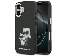 Karl Lagerfeld IML Aquarelle Karl and Choupette dėklas skirtas Apple iPhone 17 juodos spalvos